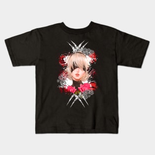 Android Girl - Red/White Abstract Kids T-Shirt